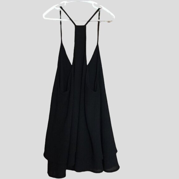 Black 2 Layer Sheer Camisole With Front Zipper - Picture 4 of 7